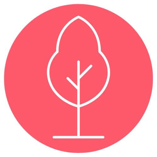 White tree outline on a pink background
